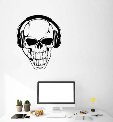 SnappyVinyl 27 cm Gamer Skull In Self Adhesive Sticker(Pack of 1)