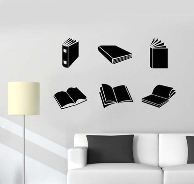 SnappyVinyl 54 cm Reading Room Open Books Easy to apply Wall Sticker Self Adhesive Sticker(Pack of 1)
