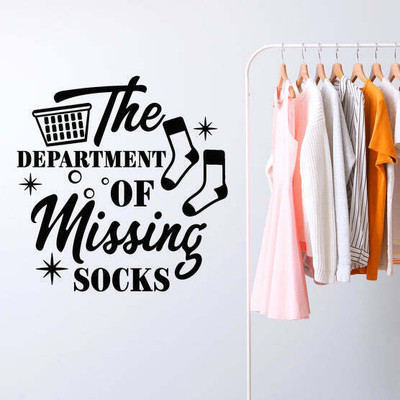 SnappyVinyl 27 cm Department Of Missing Socks Self Adhesive Sticker(Pack of 1)