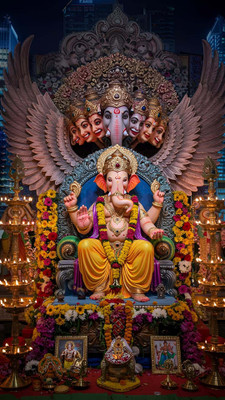 swaroopa 16.5 inch Lord Ganesha Sticker Self Adhesive Sticker(Pack of 1)