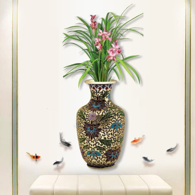 Indian Royals 90 cm 3D Vase Design self Adhesive Peel and Stick Vinyl Home Décor Self Adhesive Sticker(Pack of 1)