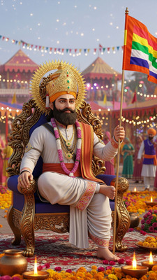 swaroopa 16.5 inch Ramdev ji maharaj sticker Self Adhesive Sticker(Pack of 1)