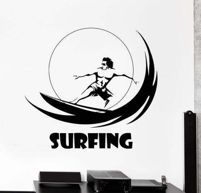 SnappyVinyl 27 cm Surfing Marine Style Wave Self Adhesive Sticker(Pack of 1)