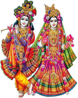 Masstone 49 cm Radha Krishna Love Religious God Wall Sticker Self Adhesive Sticker(Pack of 1)