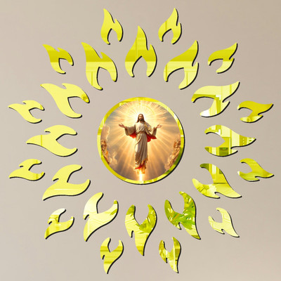 GiftsRange 46 cm 3D Jesus Christ Wall Sticker Golden Mirror Shine Wall Decoration Art Self Adhesive Sticker(Pack of 25)