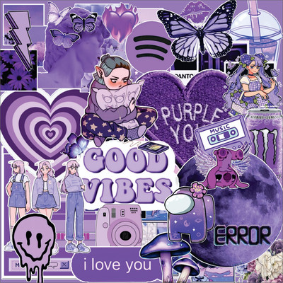 maddlyycrafted 3 inch Madly Crafted’s purple aesthetic sticker collection Self Adhesive Sticker(Pack of 70)