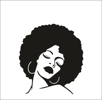 Vijaya enterprises 18 inch Black African American Girl Woman Lady Head face Sticker Décor Size 18x20 inch Self Adhesive Sticker(Pack of 1)
