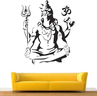 INKEDIFY 70 cm Wall Sticker Shiv Shankar Black Sticker Self Adhesive Sticker(Pack of 1)