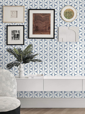 Guru Production Vinyl Decorative Blue, White Wallpaper(L x W: 300 cm x 45 cm)