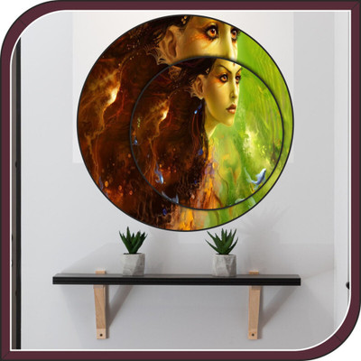 Vijaya enterprises 16 inch Cute girl and fish wall poster size (16x16 inch) Self Adhesive Sticker(Pack of 1)
