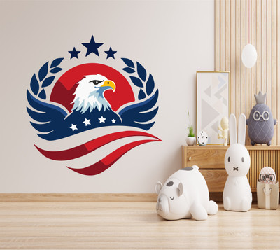 GN DECOR 45 cm American Bald Eagl– Patriotic Flag & Eagle Emblem Home, Office& Café 45 x 45 Cm Self Adhesive Sticker(Pack of 1)
