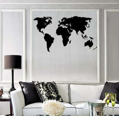 SnappyVinyl 25 cm World Map Self Adhesive Sticker(Pack of 1)