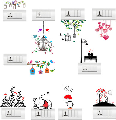 rawpockets 1 cm Love Theme Switch Board Combo Self Adhesive Sticker(Pack of 1)