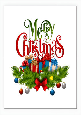 Dumdic 30 cm Colourful Merry Chrishtmas A4 Strong Self Adhesive Sticker(Pack of 1)