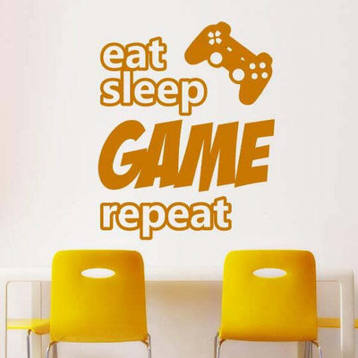 SnappyVinyl 40 cm Eat Sleep Game Repeat Playstation Self Adhesive Sticker(Pack of 1)