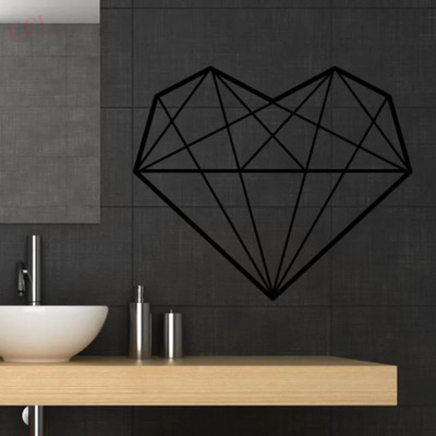 SnappyVinyl 28 cm Geometric HEART black Self Adhesive Sticker(Pack of 1)