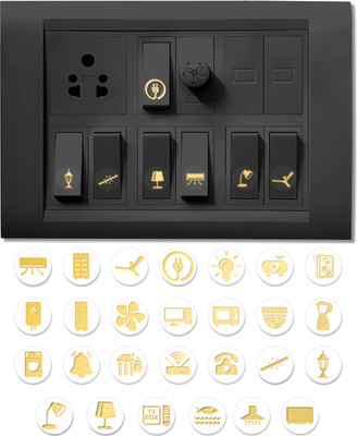 DGSL 1.5 inch Aesthetic Transparent Golden Design Switch Icon Stickers For Switch Board Self Adhesive Sticker(Pack of 330)