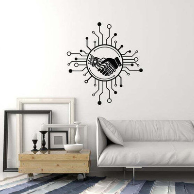 SnappyVinyl 27 cm Robot Human Hand Self Adhesive Sticker(Pack of 1)