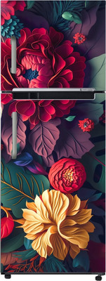 Design Decor 60 inch Flower Fridge Door Sticker Double Door Refrigeators Self Adhesive Sticker(Pack of 1)
