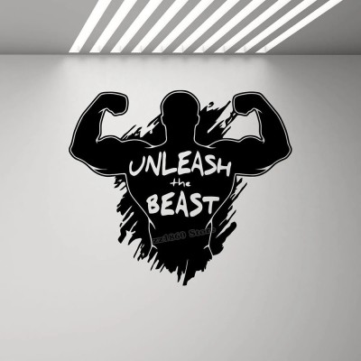 SnappyVinyl 37 cm Unleash The Beast Gym, Wall Sticker PVC Vinyl Self Adhesive Sticker(Pack of 1)