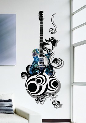 INKEDIFY 150 cm Wall Stickers Guitar Is All About Passion And Love For Music Lovers Self Adhesive Sticker(Pack of 1)