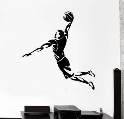 SnappyVinyl 27 cm Basketball Playe Self Adhesive Sticker(Pack of 1)