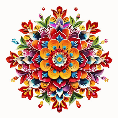HEMTARA 40 cm Rangoli Sticker – Waterproof Vinyl Mandala Design for Festive Home Decor Self Adhesive Sticker(Pack of 1)