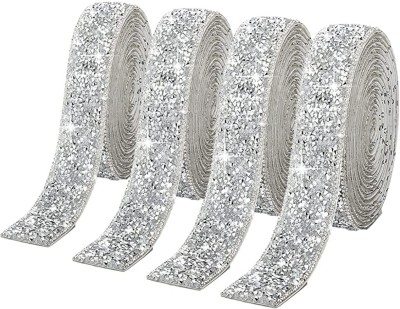 PALAY 100 cm 4 Rolls Self Adhesive Bling Rhinestone Strips Diamond Ribbon, Glitter Resin Self Adhesive Sticker(Pack of 4)