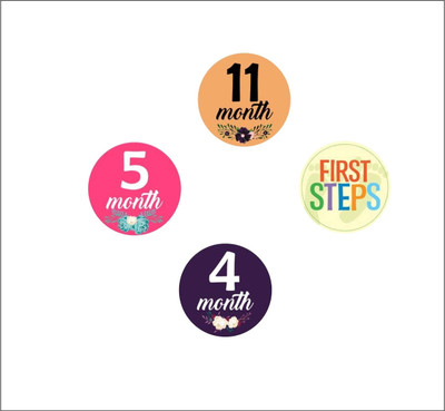 Decor vibe 5 cm latest Baby One Year Bithday Sticker (Matte Finish Paper, 14 Piece, 2 in) Self Adhesive Sticker(Pack of 14)