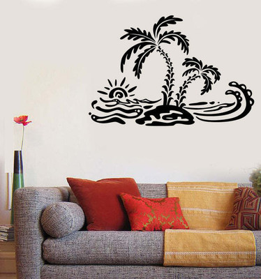 Xskin 27 cm Sticker Summer Palm Island Self Adhesive Sticker(Pack of 1)