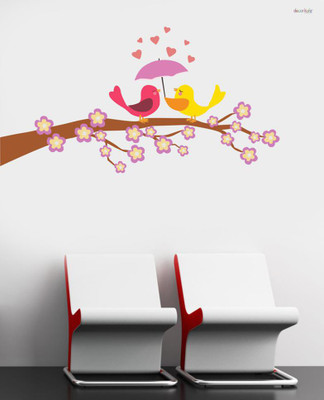 Stickerberry 91 cm Love birds wall sticker 91 cm x 47 cm Self Adhesive Sticker(Pack of 1)