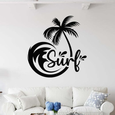 SnappyVinyl 33 cm Lettering Palm Beach Style Surfing Self Adhesive Sticker(Pack of 1)