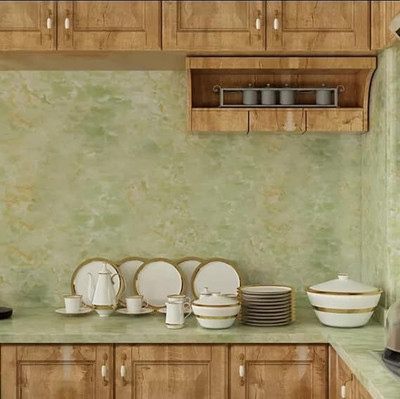 MOOZICO Vinyl Abstract Green Wallpaper(L x W: 60 cm x 200 cm)