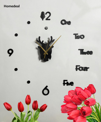 HomeDeal 60 cm Acrylic Wall Clock Of Fancy Deer face Shape DIY Creative For Every Place Removable Sticker(Pack of 1)