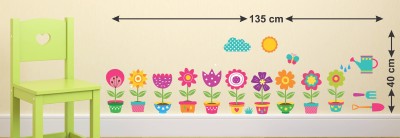 greyline 57 cm Colorful Flower Pots Decorative wallsticker Self Adhesive Sticker(Pack of 1)
