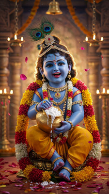 swaroopa 16.5 inch Krishna sticker Self Adhesive Sticker(Pack of 1)