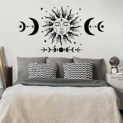 SnappyVinyl 27 cm Boho Sun Face Symbol Self Adhesive Sticker(Pack of 1)