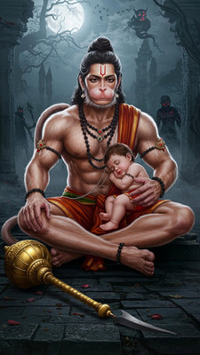 swaroopa 16.5 inch Hanuman ji A3 size non tearable sticker Self Adhesive Sticker(Pack of 1)