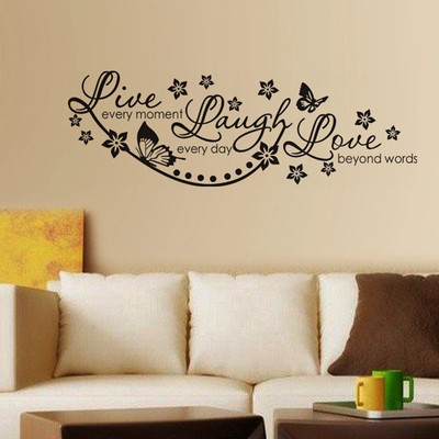 crystalsign 110 cm Live Laugh and Love Wall Quote Family_S Self Adhesive Sticker(Pack of 1)