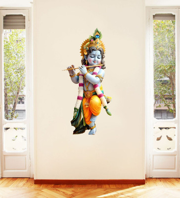 LAKSHIT ENTERPRISES 50 cm beautiful little krishna with flute wallsticker Self Adhesive Sticker(Pack of 1)