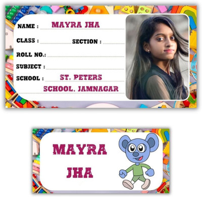 AanyaCentric 10 cm Notebook Name Slip(9.7cm x 5.2cm) and Name Tags(7cm x 3.3cm) Self Adhesive Sticker(Pack of 49)