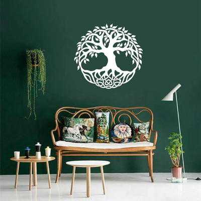 SnappyVinyl 40 cm Meaningful Tree white Self Adhesive Sticker(Pack of 1)