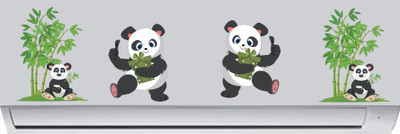 Happy Customise 47.5 cm Dancing Panda Split AC Self Adhesive Sticker(Pack of 1)