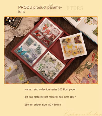 heet 7 cm 100 Sheets Vintage Botanical & Butterfly Stickers for Journaling & Crafts Self Adhesive Sticker(Pack of 1)