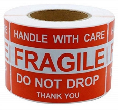 BlackDreams 5 cm 2x3 Do Not Drop Thank You Fragile Stickers Label 300 Per Roll - Pack of 4 Self Adhesive Sticker(Pack of 4)