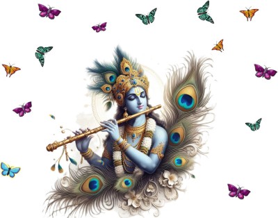 KUKU HOME DÉCOR 24 inch 3D Lord Krishana with Singing Flute
Lord Radha Krishna, Krishana Butterfly Self Adhesive Sticker(Pack of 1)