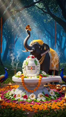 swaroopa 16.5 inch Shiv Shankar sticker Self Adhesive Sticker(Pack of 1)