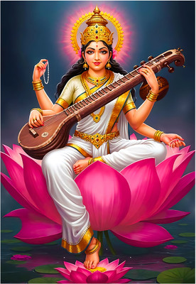 udhaya 50 cm Saraswati Wall Sticker Self Adhesive Sticker(Pack of 1)