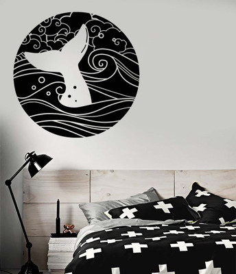 Xskin 27 cm Waves Whale Fish Tail Self Adhesive Sticker(Pack of 1)