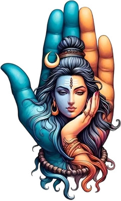 RUHIDECOR 60 inch RD660 Shiv Bholenath Face Colourful Hand Self Adhesive Sticker(Pack of 1)
